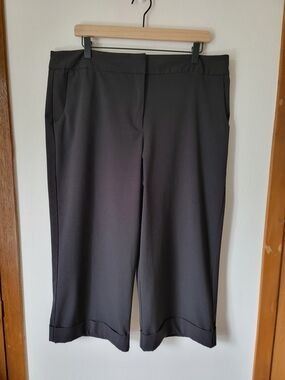 George Black Cropped Wide-Leg Capris Work Wear Size 16
